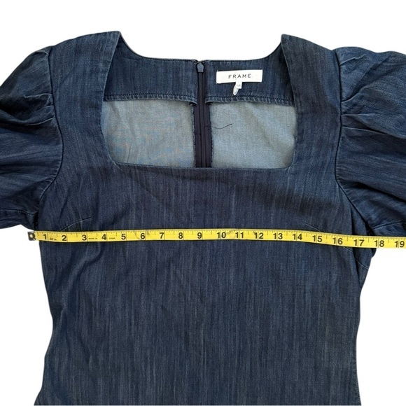 FRAME Nina Puff Sleeve Denim Minidress In Gorham Size L  Puff Sleeve Size L $428 - Picture 6 of 9
